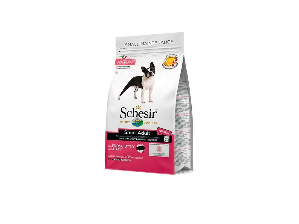 Značkový Schesir Dog Small Adult - Vepřová šunka s rýží 800 g
