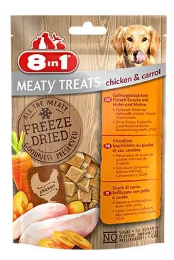 Pochoutka 8in1 Meaty Treats FD Chicken/Carrots 50g Cenová Bomba
