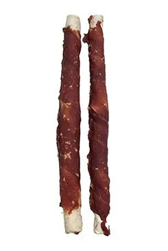 For Dogs and Cats Pochoutka Tyč z buvolí kůže 28cm s kachním masem 2ks Výprodej