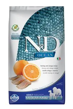 Sezónní Sleva N&D OCEAN DOG Adult M/L Herring & Orange 2,5kg