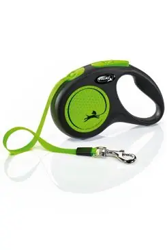 Nízká Cena Vodítko FLEXI Neon S pásek 5m/15kg černá/zelená NEW