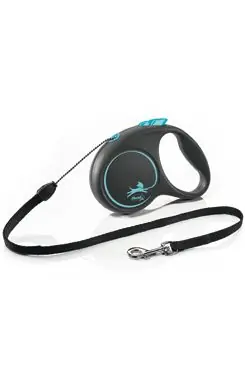 Vodítko FLEXI Black Design S lanko 5m/12kg modrá NEW Značkový