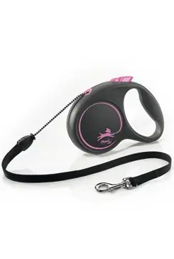 Vodítko FLEXI Black Design M lanko 5m/20kg růžová NEW Oblíbený