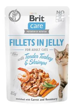 Hit Sezóny Brit Care Cat Fillets in Jelly with Turkey&Shrimps 85g