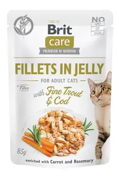 Brit Care Cat Fillets in Jelly with Trout&Cod 85g Oblíbený