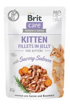 Brit Care Cat Fillets in Jelly Kitten with Salmon 85g Speciální Cena