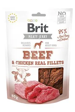 Brit Jerky Beef Fillets 80g Sezónní Sleva