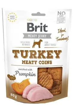 Oblíbený Brit Jerky Turkey Meaty Coins 80g