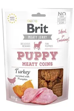 Brit Jerky Puppy Turkey Meaty Coins 80g Poslední Šance