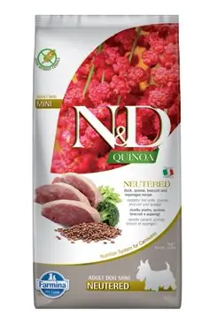 Značkový N&D Quinoa DOG Neutered Duck&Broccoli&Asp. Mini 7kg