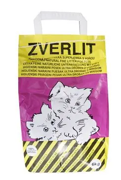 ZVERLIT fialový super jemná s vůní Podestýlka kočk 6kg Vysoce Kvalitní