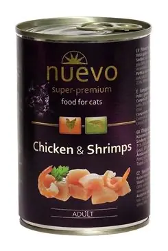 Nuevo kočka adult Kuře a krevety konz. 400g Akční Nabídka