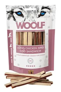 Hit Sezóny WOOLF pochoutka soft chicken, cod sandwich long 100g