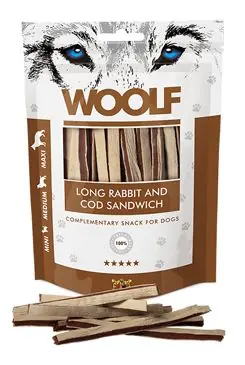 WOOLF pochoutka soft Rabbit&Cod sandwich long 100g Must-Have