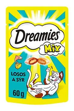 Jen Po Omezenou Doba Dreamies kočka pochoutka s lososem a sýrem 60g