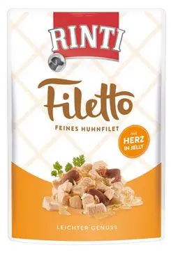 Rinti Dog Filetto kapsa kuře+kuřecí srdce v želé 100g Rychlé Dodání
