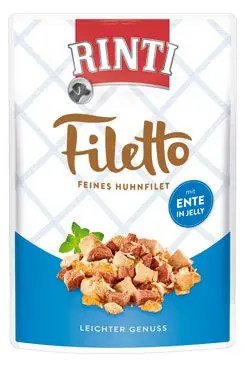 Aktuální Rinti Dog Filetto kapsa kuře+kachna v želé 100g