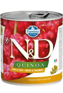 Cenově Výhodný N&D DOG QUINOA Adult Quail & Coconut 285g