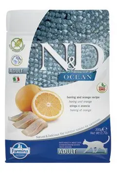 N&D OCEAN CAT Adult Herring & Orange 300g Aktuální