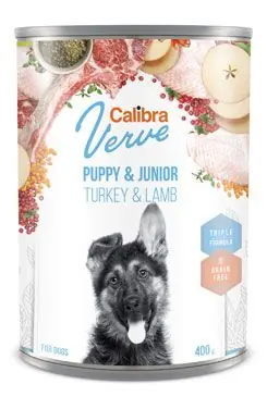 Autentický Calibra Dog Verve konz.GF Junior Turkey&Lamb 400g