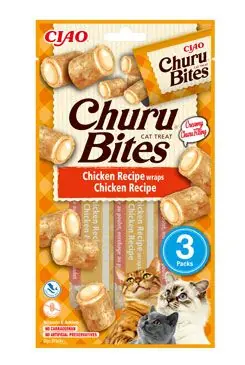 Rychlé Dodání Churu Cat Bites Chicken wraps&Chicken Purée 3x10g