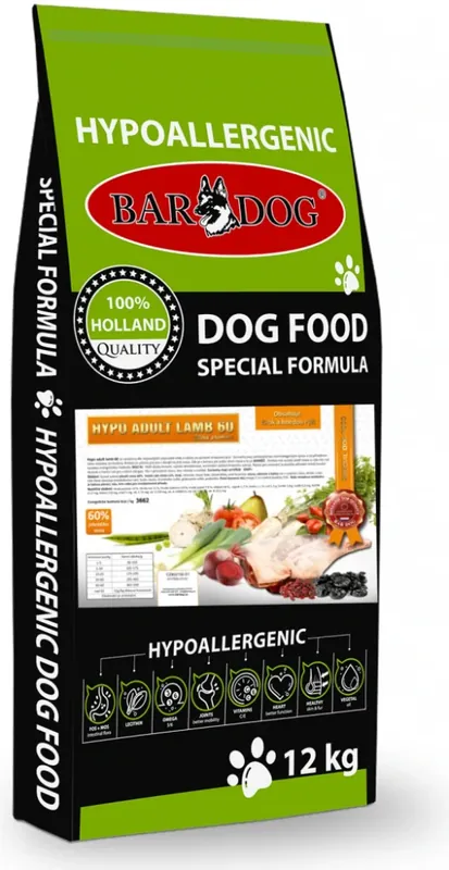 BARDOG Granule Lisované za studena HYPO Adult Lamb 60 12kg Vrácení Zdarma