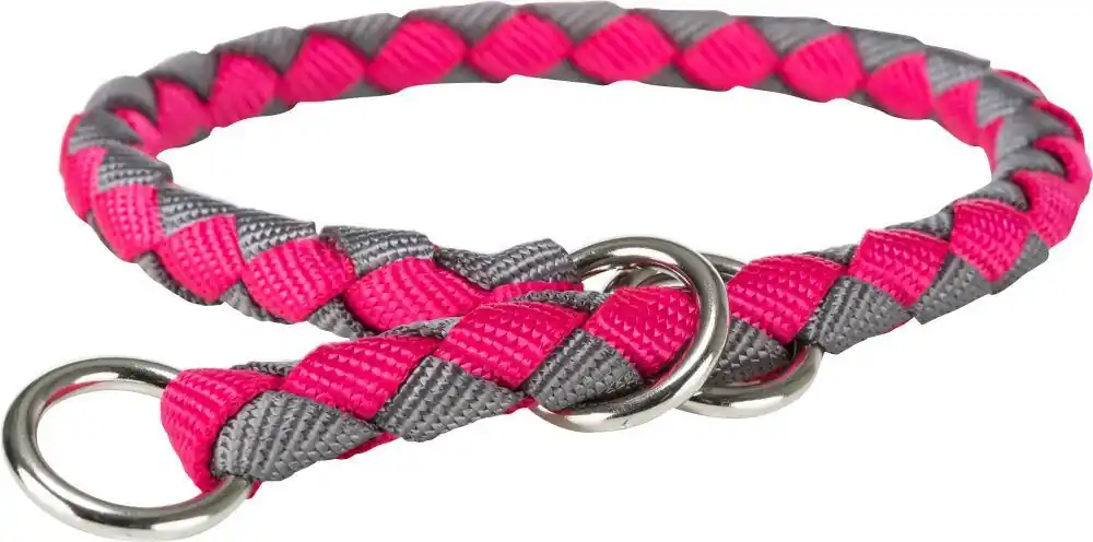 Rychlé Dodání TRIXIE CAVO obojek kulatý "Stop tahání" - fuchsie/grafit S 25-31cm/12mm