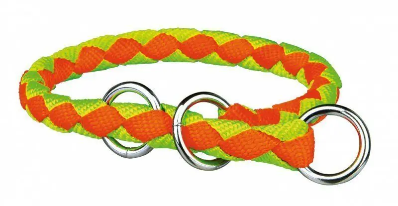 Vysoce Kvalitní TRIXIE Nylonový obojek kulatý CAVO- neon oranžový/zelený DOPRODEJ S 25-31cm/12mm