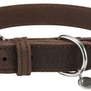 Cenově Výhodný TRIXIE Kožený obojek RUSTIC - tmavě-hnědá M-L 42-48cm/25mm