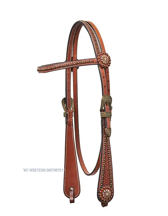 Westerná uzdečka Western Imports HORSEMAN´S TACK COPPER DOTS Cenový Hit