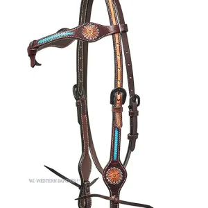 Westerná uzdečka Western Imports HORSEMAN´S TACK TURQUOIS FLOWER AND BRAIDING Sezónní Sleva