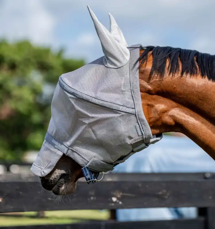 Poslední Šance Maska proti hmyzu Horseware Rambo Plus - Barva StříbrnáVelikost FULL