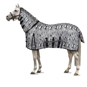 Bezpečná Platba Síťová deka Horze Defender s krčním dílem a krytem břicha zebra - Velikost 145