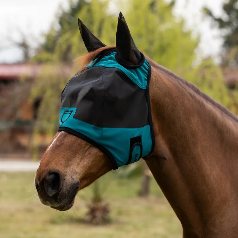 Rychlé Dodání Maska proti hmyzu EQUESTRO UV - Barva PetrolVelikost M