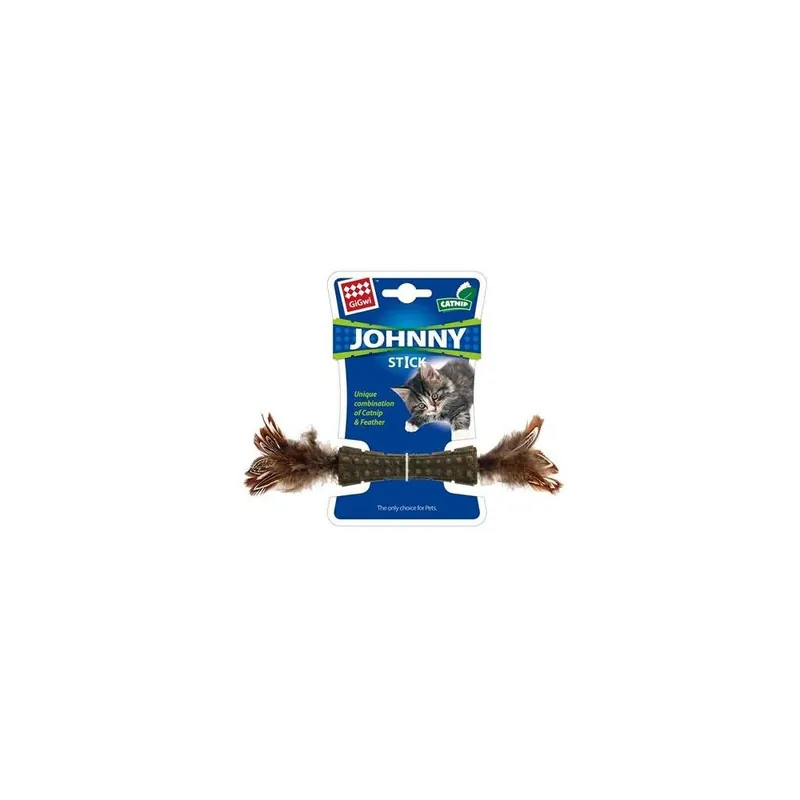 Hračka pro kočky GiGwi Johnny činka s peříčky, Catnip 8 cm Vysoce Kvalitní