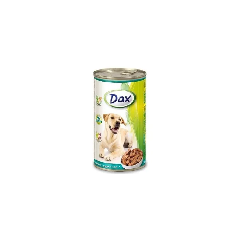 Nová Kolekce Konzerva pro psy DAX, kousky zvěřina, 1240 g