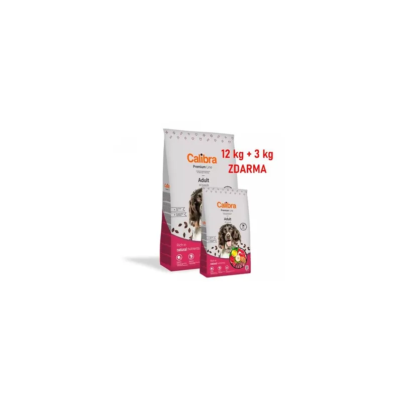 Levný Calibra Dog Premium Line Adult Beef 12 kg + 3 kg Zdarma