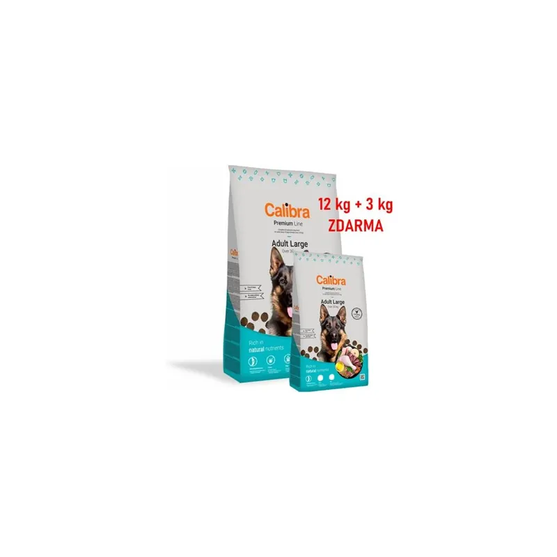 Koupit Online Calibra Dog Premium Line Adult Large 12 kg + 3 kg Zdarma