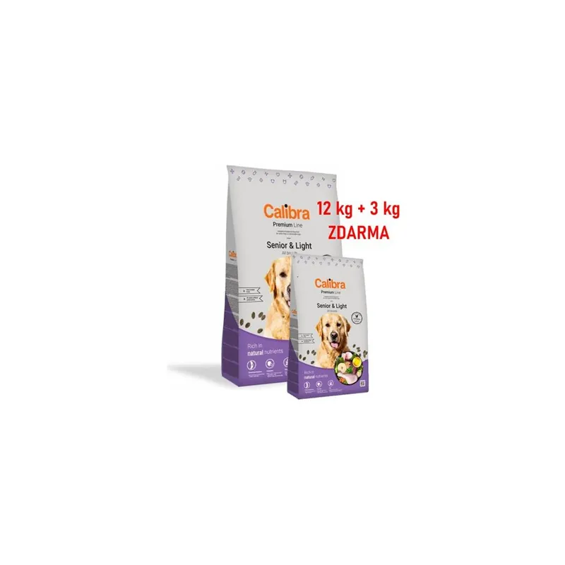 Calibra Dog Premium Line Senior&,Light 12 kg + 3 kg ZDARMA Zlevněný
