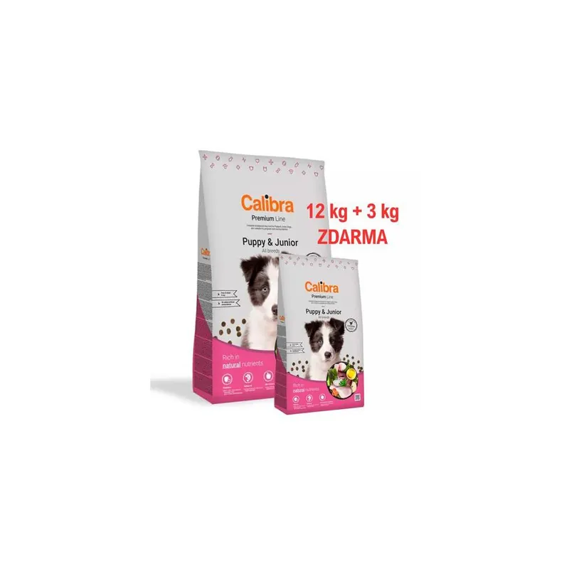 Calibra Dog Premium Line Puppy&,Junior 12 kg + 3 kg Zdarma Super Cena