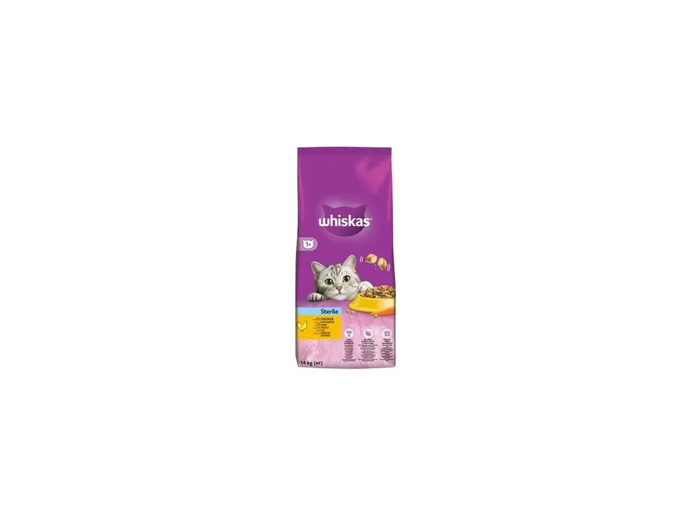 Autentický Whiskas Dry s kuřecím masem - STERILE 14kg