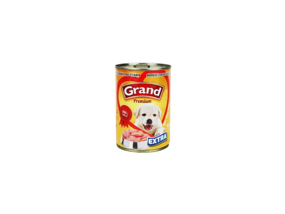 GRAND konz. štěně Extra kuř.kousky 405g Levný