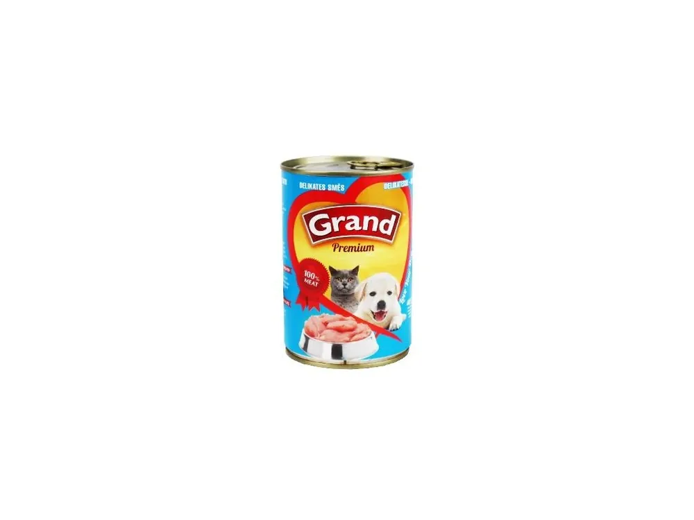 Akce GRAND konz. štěně,kočka Delikates mas.směs 405g